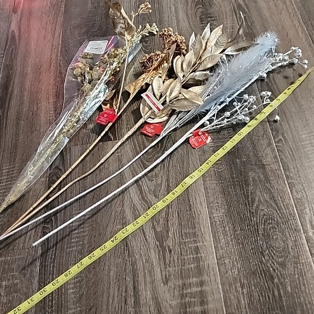 5x gold & silver Ashland faux floral Stems